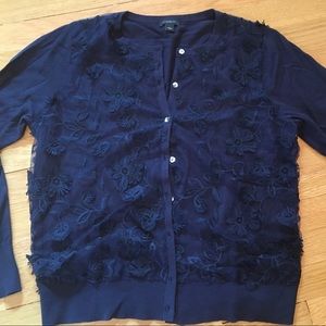 Ann Taylor Factory Navy Cardigan Sweater